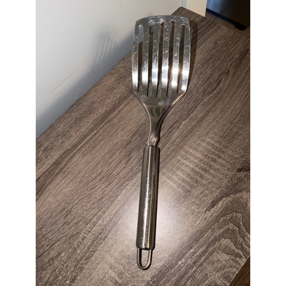 T-Fal Stainless Steel Slotted Turner Spatula Kitchen Utensil Silver 13 Inch